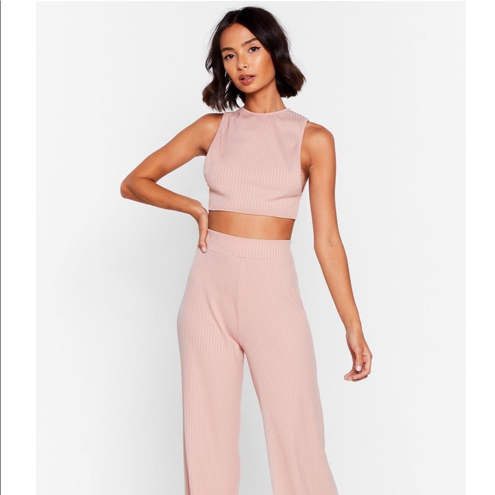 Side Show Crop Top and Wide Leg Pants Lounge Set